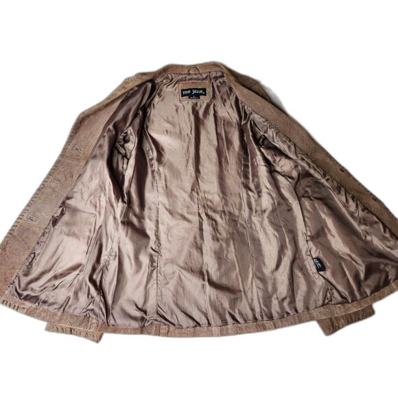 Taupe Suede Button Jacket Sz. Large Western Stitch Detail Country Chic Blazer - Picture 8 of 11